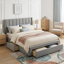 Load image into Gallery viewer, 23138-hopkins-queen-bed-frame-with-storage-light-grey-2604091