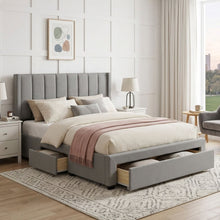 Load image into Gallery viewer, 23138-hopkins-queen-bed-frame-with-storage-light-grey-2604095