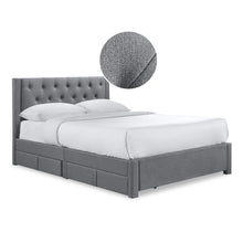 Load image into Gallery viewer, 23526-thornton-queen-fabric-bed-frame-with-4-drawers-light-grey-2604091