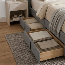 Load image into Gallery viewer, 23526-thornton-queen-fabric-bed-frame-with-4-drawers-light-grey-2604095