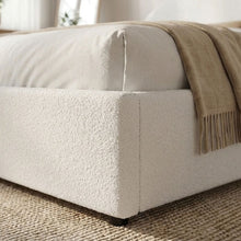 Load image into Gallery viewer, Isabella Boucle Queen Gas Lift Bed Frame - White