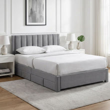 Load image into Gallery viewer, 23520-columbia-velvet-queen-bed-frame-with-4-drawers-grey-2604093