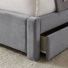 Load image into Gallery viewer, 23520-columbia-velvet-queen-bed-frame-with-4-drawers-grey-2604096