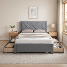 Load image into Gallery viewer, 23522-haydon-double-fabric-bed-frame-with-4-drawers-light-grey-2604095