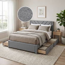 Load image into Gallery viewer, 23522-haydon-double-fabric-bed-frame-with-4-drawers-light-grey-2604092