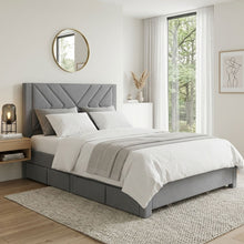 Load image into Gallery viewer, 23522-haydon-double-fabric-bed-frame-with-4-drawers-light-grey-2604093
