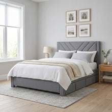 Load image into Gallery viewer, 23522-haydon-double-fabric-bed-frame-with-4-drawers-light-grey-2604094