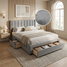 Load image into Gallery viewer, 23181-hopkins-queen-velvet-bed-frame-with-storage-grey-2604092