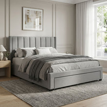 Load image into Gallery viewer, 23181-hopkins-queen-velvet-bed-frame-with-storage-grey-2604094