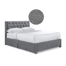 Load image into Gallery viewer, 23525-thornton-double-fabric-bed-frame-with-4-drawers-light-grey-2604096