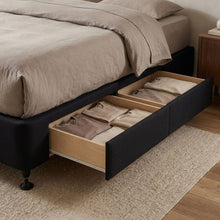 Load image into Gallery viewer, Charles Fabric Queen Bed Base 4 Drawers - Black