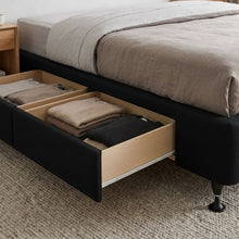 Load image into Gallery viewer, Charles Fabric Double Bed Base 4 Drawers - Black
