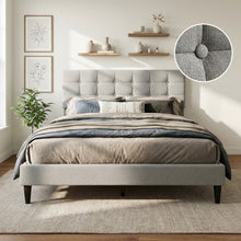 Load image into Gallery viewer, Aspen Queen Fabric Bed Frame - Stone