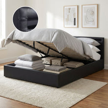 Load image into Gallery viewer, Glimora PU Queen Gas Lift Storage Bed Frame - Black