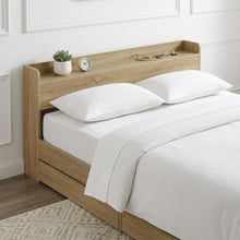 Load image into Gallery viewer, Elda Queen Bed Frame with USB Port &amp; Drawers - Natural (p1=0.118m³ - 25.0kg) (p2=0.120m³ - 23.5kg) (p3=0.096m³ - 19.5kg) (T=0.334m³ - 68.0kg)