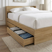 Load image into Gallery viewer, Elda Queen Bed Frame with USB Port &amp; Drawers - Natural (p1=0.118m³ - 25.0kg) (p2=0.120m³ - 23.5kg) (p3=0.096m³ - 19.5kg) (T=0.334m³ - 68.0kg)