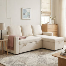 Load image into Gallery viewer, Amy 3 Seater Sofa Bed with Storage - Beige