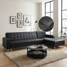 Load image into Gallery viewer, Minnesota 5 Seater Sofa Bed Futon with Chaise - Black