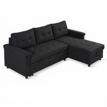 Load image into Gallery viewer, Murphy 3 Seater Sofa Bed with Storage - Black