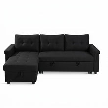 Load image into Gallery viewer, Murphy 3 Seater Sofa Bed with Storage - Black