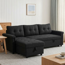 Load image into Gallery viewer, Murphy 3 Seater Sofa Bed with Storage - Black