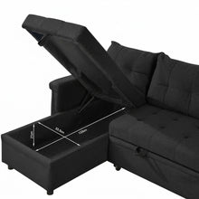 Load image into Gallery viewer, Murphy 3 Seater Sofa Bed with Storage - Black