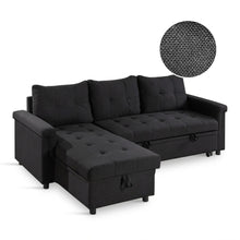 Load image into Gallery viewer, Murphy 3 Seater Sofa Bed with Storage - Black