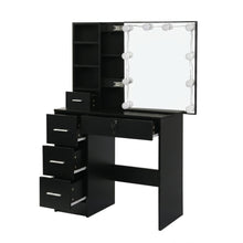 Load image into Gallery viewer, Freesia 2 Piece Dressing Table with Mirror &amp; Stool Set - Black