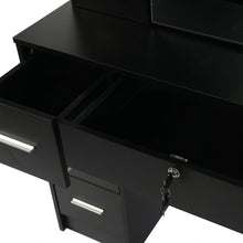 Load image into Gallery viewer, Freesia 2 Piece Dressing Table with Mirror &amp; Stool Set - Black