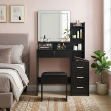Load image into Gallery viewer, Gardenia 2 Piece Dressing Table with Mirror &amp; Stool Set - Black (p1=0.055m³-20.0kg)(p2=0.059m³-17.5kg)(T=0.114m³-37.5kg)