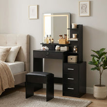 Load image into Gallery viewer, Gardenia 2 Piece Dressing Table with Mirror &amp; Stool Set - Black (p1=0.055m³-20.0kg)(p2=0.059m³-17.5kg)(T=0.114m³-37.5kg)