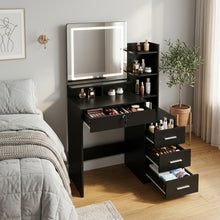 Load image into Gallery viewer, Gardenia 2 Piece Dressing Table with Mirror &amp; Stool Set - Black (p1=0.055m³-20.0kg)(p2=0.059m³-17.5kg)(T=0.114m³-37.5kg)