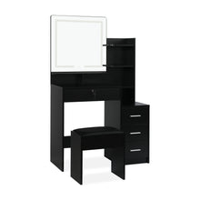 Load image into Gallery viewer, Gardenia 2 Piece Dressing Table with Mirror &amp; Stool Set - Black (p1=0.055m³-20.0kg)(p2=0.059m³-17.5kg)(T=0.114m³-37.5kg)