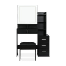 Load image into Gallery viewer, Gardenia 2 Piece Dressing Table with Mirror &amp; Stool Set - Black (p1=0.055m³-20.0kg)(p2=0.059m³-17.5kg)(T=0.114m³-37.5kg)