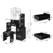 Load image into Gallery viewer, Gardenia 2 Piece Dressing Table with Mirror &amp; Stool Set - Black (p1=0.055m³-20.0kg)(p2=0.059m³-17.5kg)(T=0.114m³-37.5kg)
