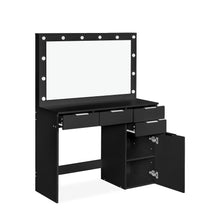 Load image into Gallery viewer, Comfrey 2 Piece Dressing Table with Mirror &amp; Stool Set - Black