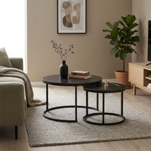 Load image into Gallery viewer, Aurelo 2pc Ceramic Coffee Table Side Table Set - Golden Black