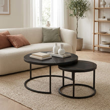 Load image into Gallery viewer, Aurelo 2pc Ceramic Coffee Table Side Table Set - Golden Black