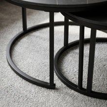 Load image into Gallery viewer, Aurelo 2pc Ceramic Coffee Table Side Table Set - Golden Black