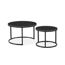 Load image into Gallery viewer, Aurelo 2pc Ceramic Coffee Table Side Table Set - Golden Black