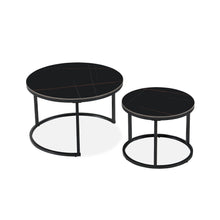 Load image into Gallery viewer, Aurelo 2pc Ceramic Coffee Table Side Table Set - Golden Black