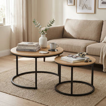 Load image into Gallery viewer, Aurelo 2pc Coffee Table Side Table Set - Oak