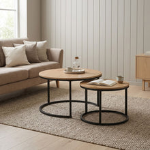 Load image into Gallery viewer, Aurelo 2pc Coffee Table Side Table Set - Oak