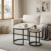 Load image into Gallery viewer, Aurelo 2pc Ceramic Coffee Table Side Table Set - Snow White