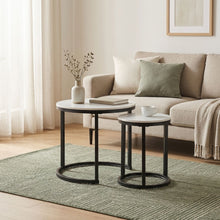 Load image into Gallery viewer, Aurelo 2pc Ceramic Coffee Table Side Table Set - Snow White