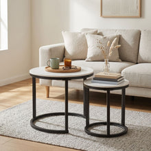 Load image into Gallery viewer, Aurelo 2pc Ceramic Coffee Table Side Table Set - Snow White