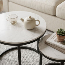 Load image into Gallery viewer, Aurelo 2pc Ceramic Coffee Table Side Table Set - Snow White