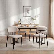 Load image into Gallery viewer, Curvano Teddy Fabric Dining Chair Set Of 4 - Beige