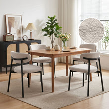 Load image into Gallery viewer, Curvano Teddy Fabric Dining Chair Set Of 4 - Beige