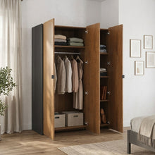 Load image into Gallery viewer, Dorian 3 Door Wardrobe - Walnut + Black